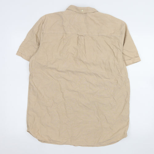 Lyle & Scott Men's Beige XL Short Sleeve Button-Down Cotton Shirt
