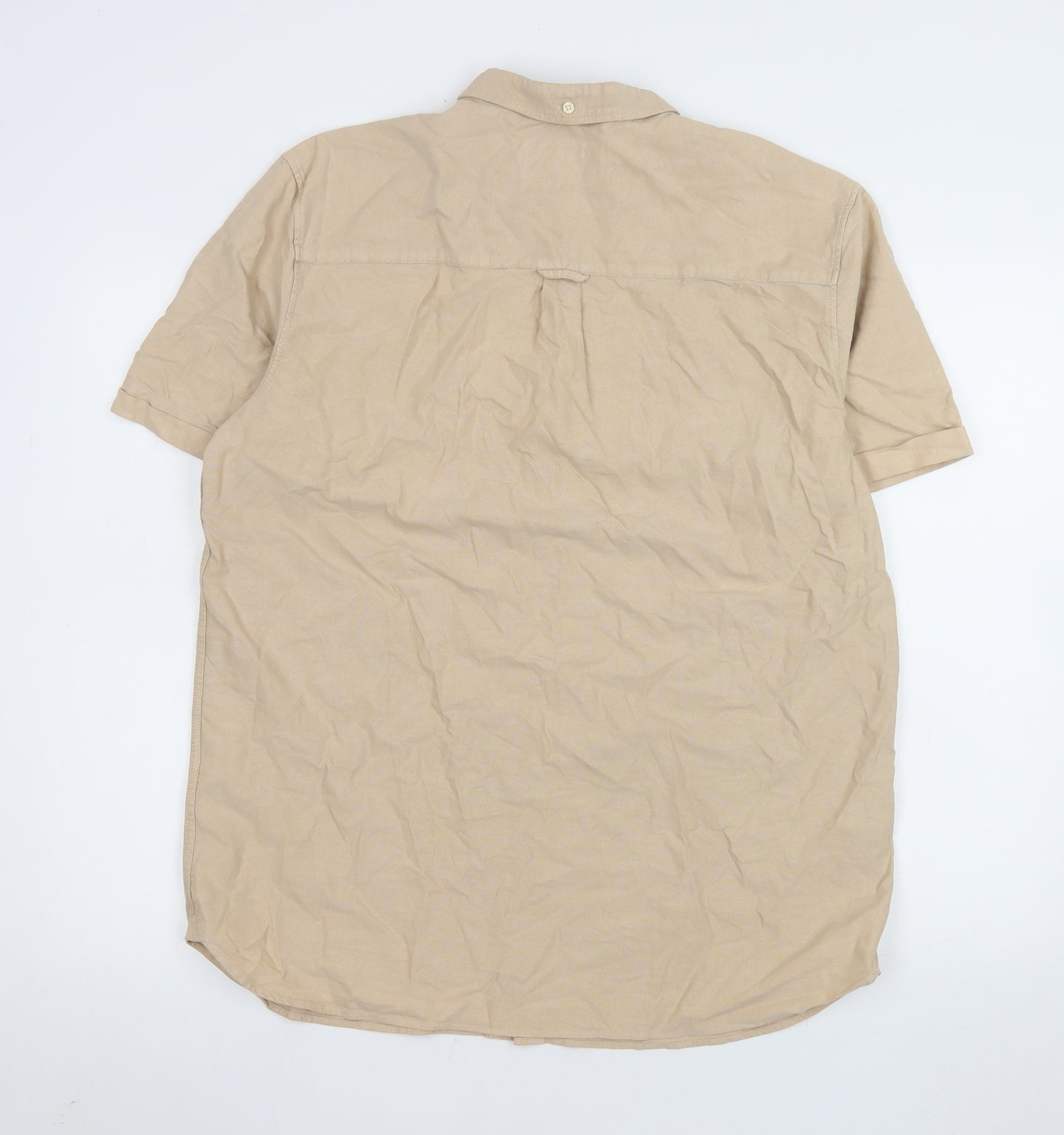 Lyle & Scott Men's Beige XL Short Sleeve Button-Down Cotton Shirt