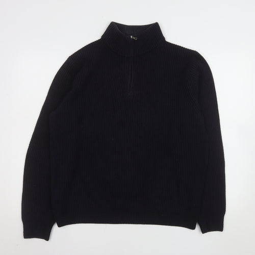 Uniqlo Men’s Black L 1/4 Zip Knit Sweatshirt High Neck