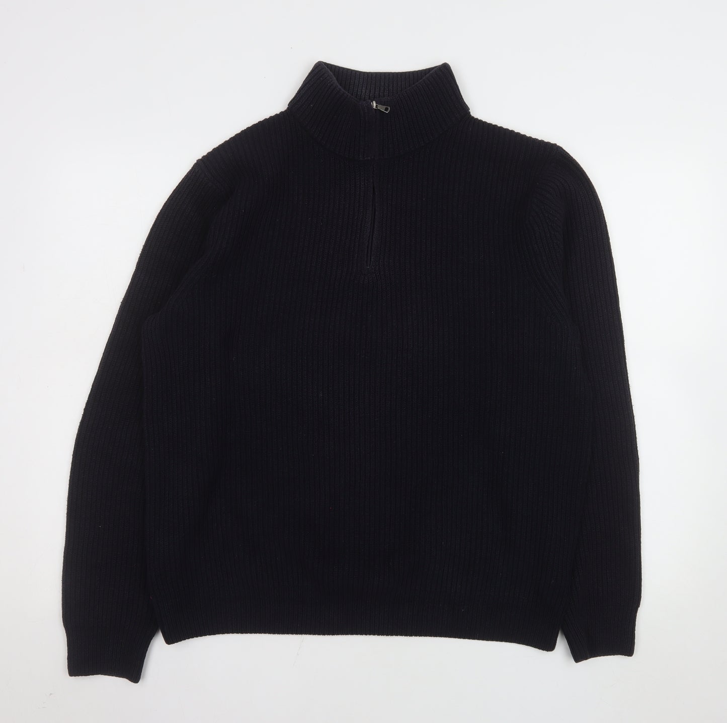 Uniqlo Men’s Black L 1/4 Zip Knit Sweatshirt High Neck