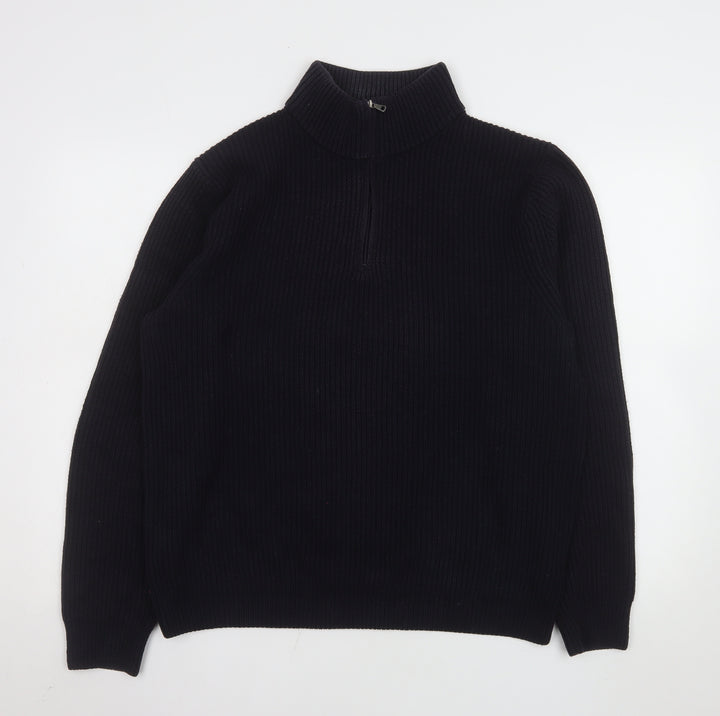 Uniqlo Men’s Black L 1/4 Zip Knit Sweatshirt High Neck