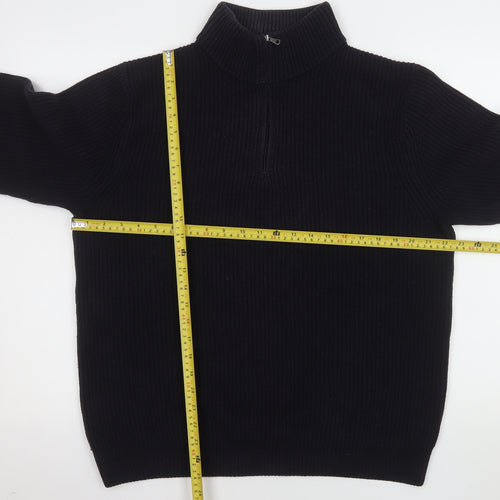 Uniqlo Men’s Black L 1/4 Zip Knit Sweatshirt High Neck
