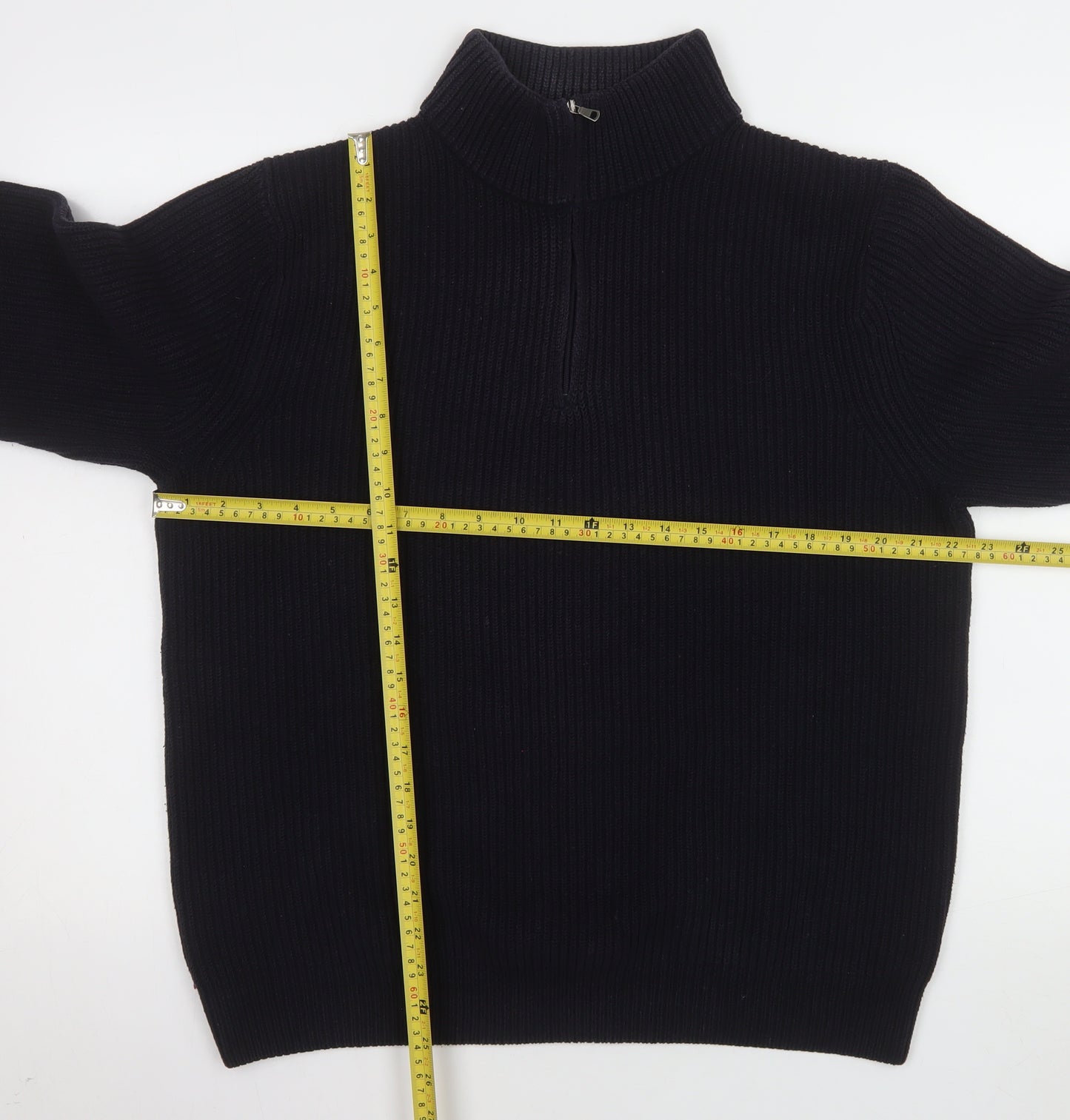 Uniqlo Men’s Black L 1/4 Zip Knit Sweatshirt High Neck