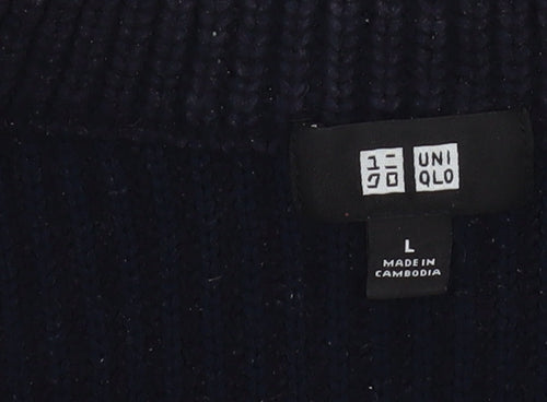 Uniqlo Men’s Black L 1/4 Zip Knit Sweatshirt High Neck