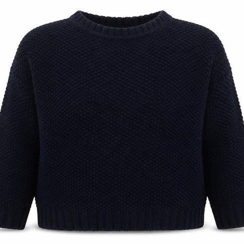 Mango Women Blue Chunky-Knit Crew Neck Long Sleeve Jumper Size 12