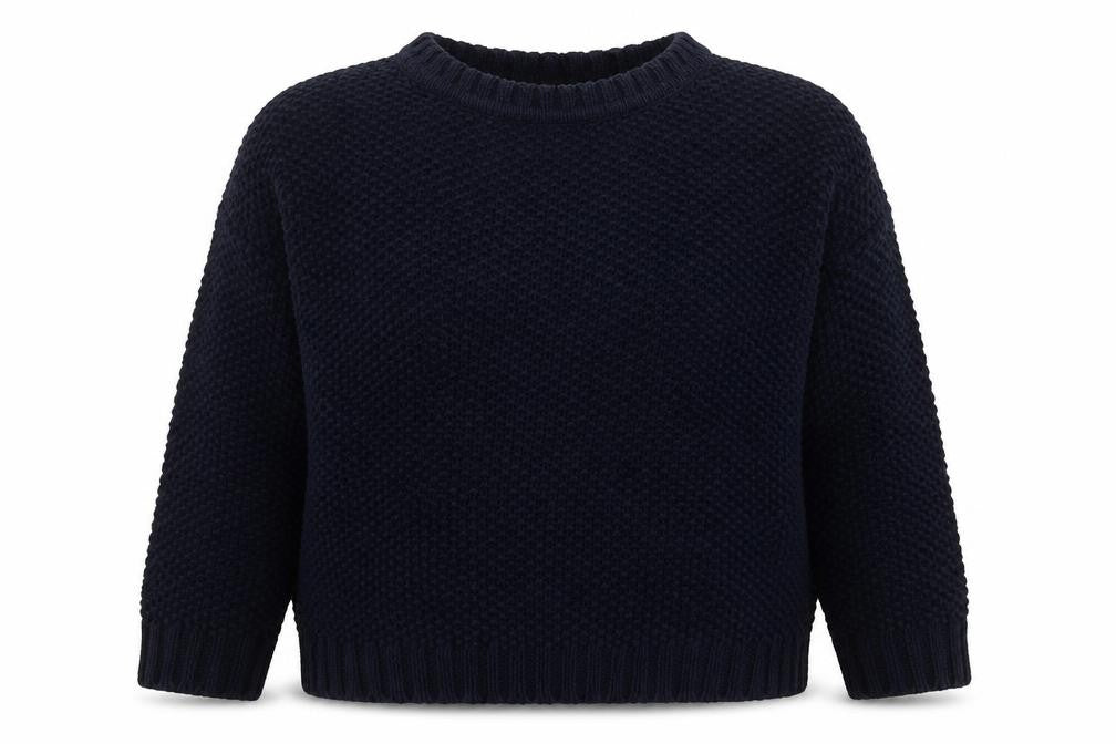 Mango Women Blue Chunky-Knit Crew Neck Long Sleeve Jumper Size 12