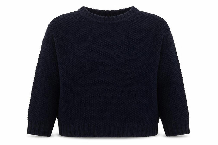Mango Women Blue Chunky-Knit Crew Neck Long Sleeve Jumper Size 12