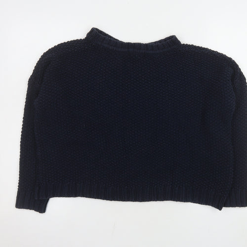 Mango Women Blue Chunky-Knit Crew Neck Long Sleeve Jumper Size 12