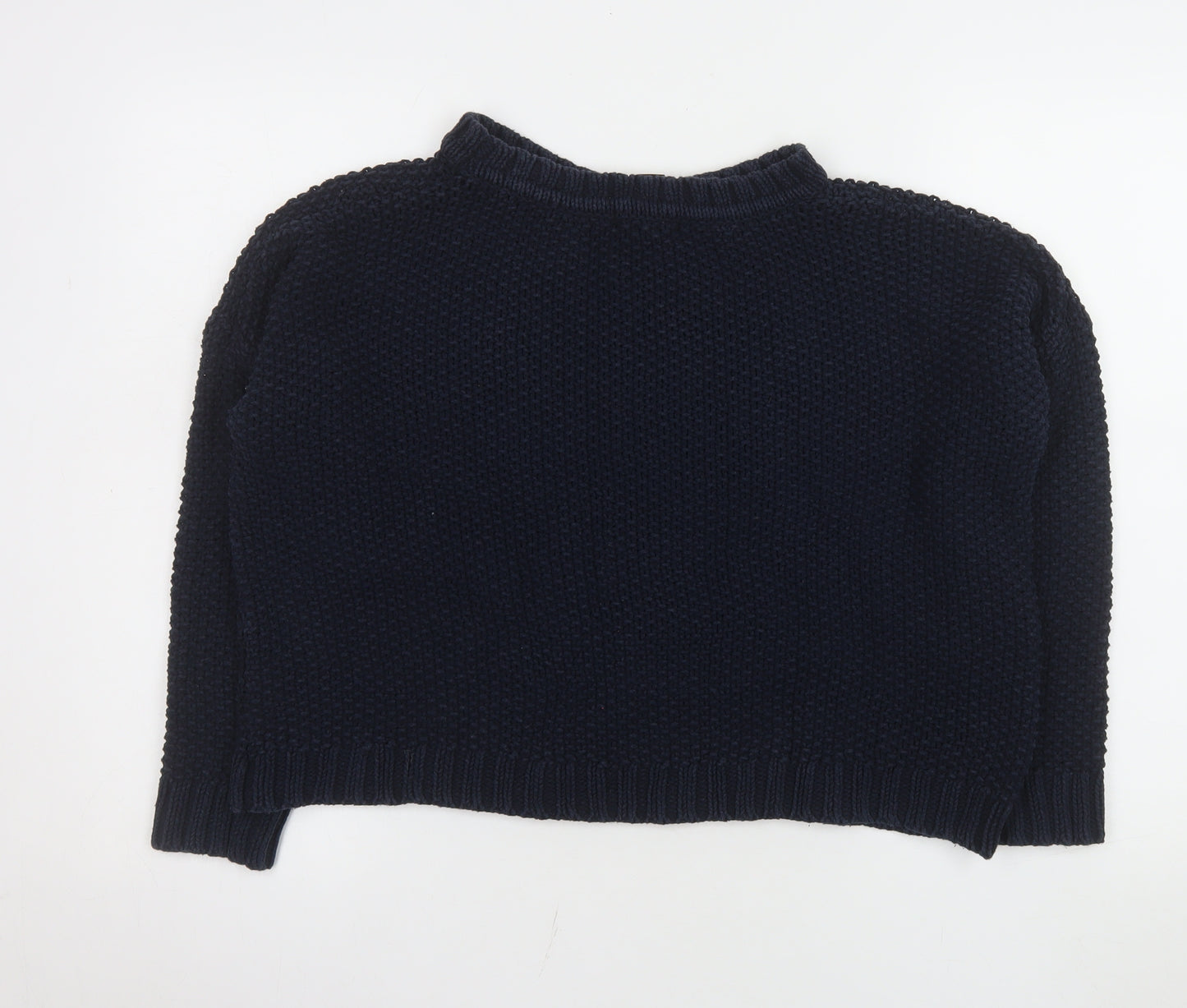 Mango Women Blue Chunky-Knit Crew Neck Long Sleeve Jumper Size 12