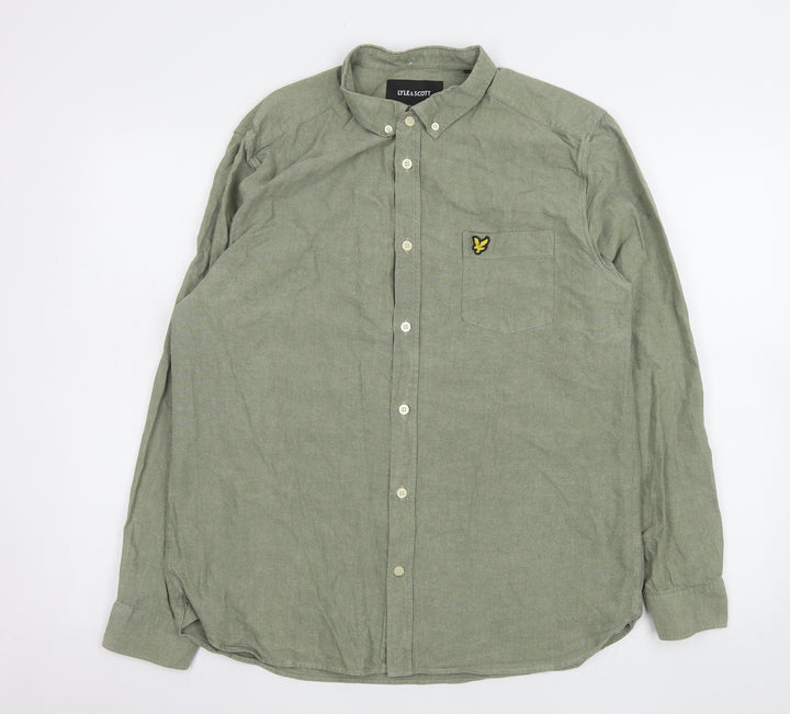 Lyle & Scott Men's Green XL Button-Down Long Sleeve Cotton Shirt