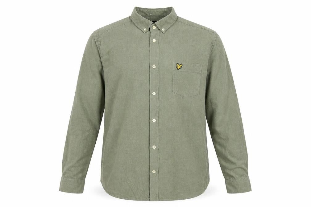 Front view of Lyle & Scott Men's Green XL Button-Down Long Sleeve Cotton Shirt