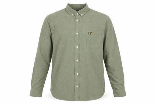 Front view of Lyle & Scott Men's Green XL Button-Down Long Sleeve Cotton Shirt