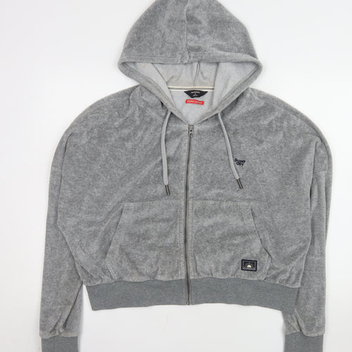 Superdry Womens Grey Relaxed Fit Hooded Zip Jacket Size 16