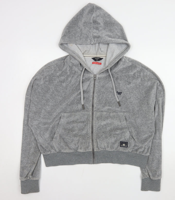 Superdry Womens Grey Relaxed Fit Hooded Zip Jacket Size 16