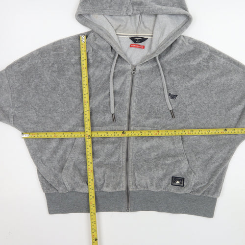 Superdry Womens Grey Relaxed Fit Hooded Zip Jacket Size 16