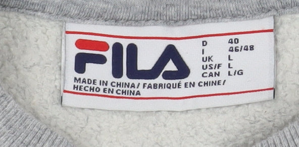 FILA Mens Grey Crew Neck Pullover Sweatshirt Size L Regular Fit