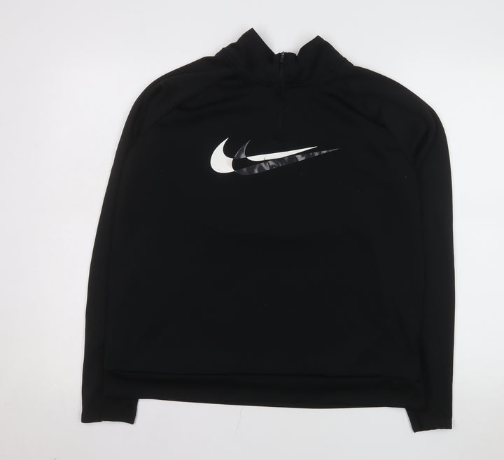 Nike Womens Black Dri-FIT 1/4 Zip Track Jacket Size L