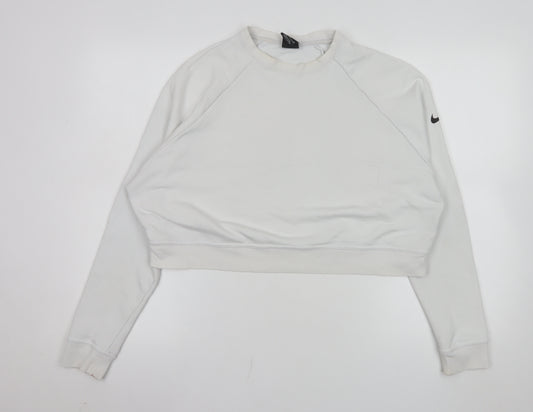 Nike Women White Dri-FIT Crew Neck Pullover Sweatshirt M