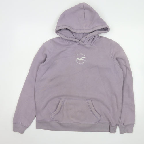 Hollister Women Lavender Hoodie L Pullover Cotton Blend Casual