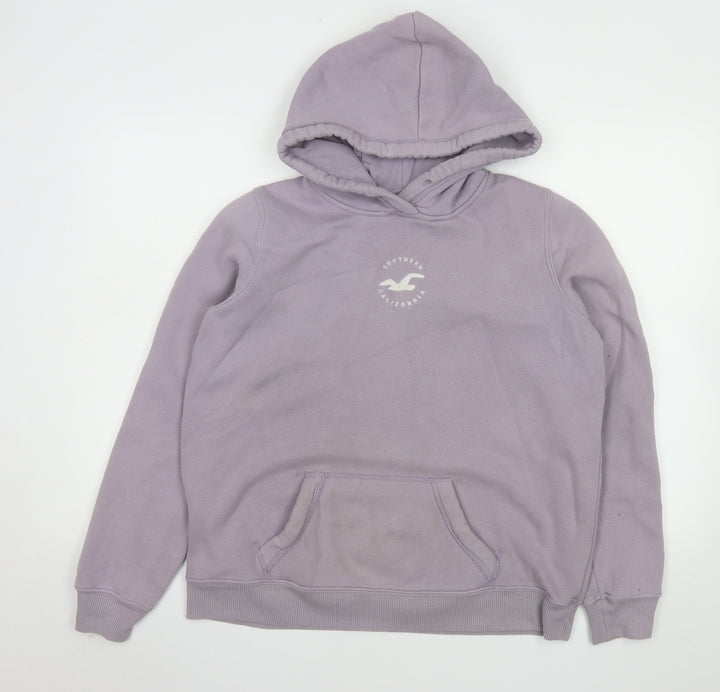 Hollister Women Lavender Hoodie L Pullover Cotton Blend Casual