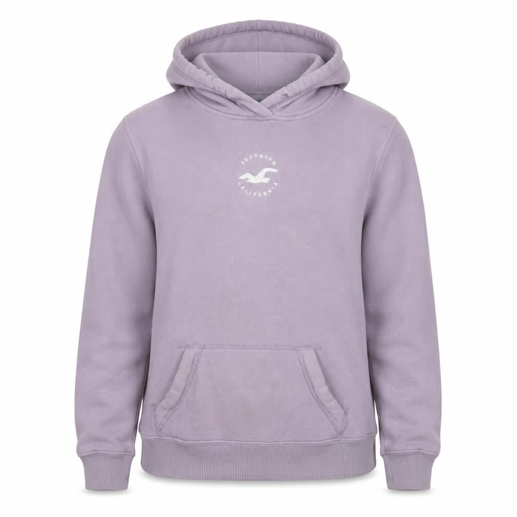 Hollister Women Lavender Hoodie L Pullover Cotton Blend Casual