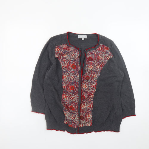 Marks and Spencer Per Una Women's Grey Floral Knit Cardigan Size 14
