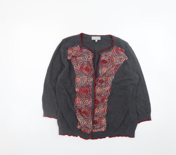 Marks and Spencer Per Una Women's Grey Floral Knit Cardigan Size 14