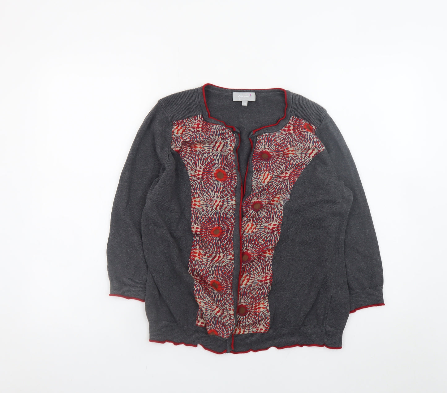 Marks and Spencer Per Una Women's Grey Floral Knit Cardigan Size 14