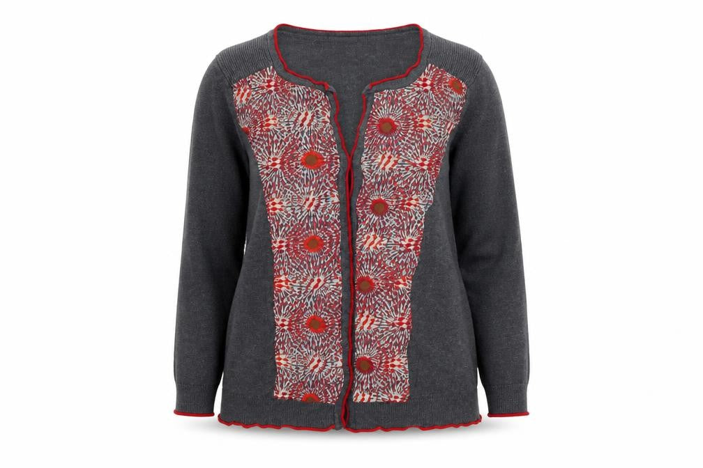 Marks and Spencer Per Una Women's Grey Floral Knit Cardigan Size 14