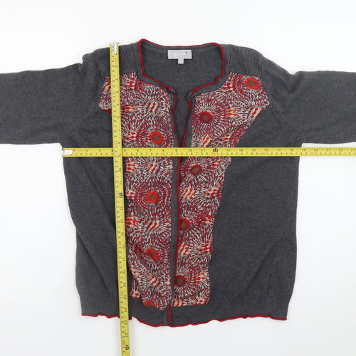 Marks and Spencer Per Una Women's Grey Floral Knit Cardigan Size 14