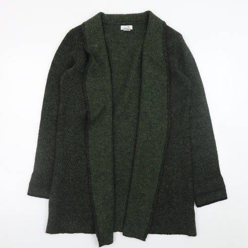 Kenar Women's Green Open Front Long Sleeve Wool Blend Cardigan Size S