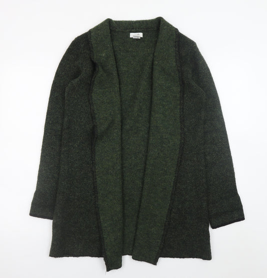 Kenar Women's Green Open Front Long Sleeve Wool Blend Cardigan Size S