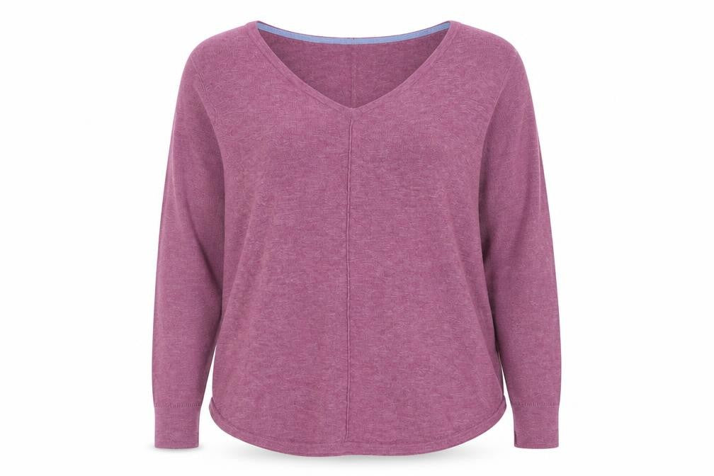 White Stuff Womens Purple V-Neck Long Sleeve Cotton Jumper Size 14