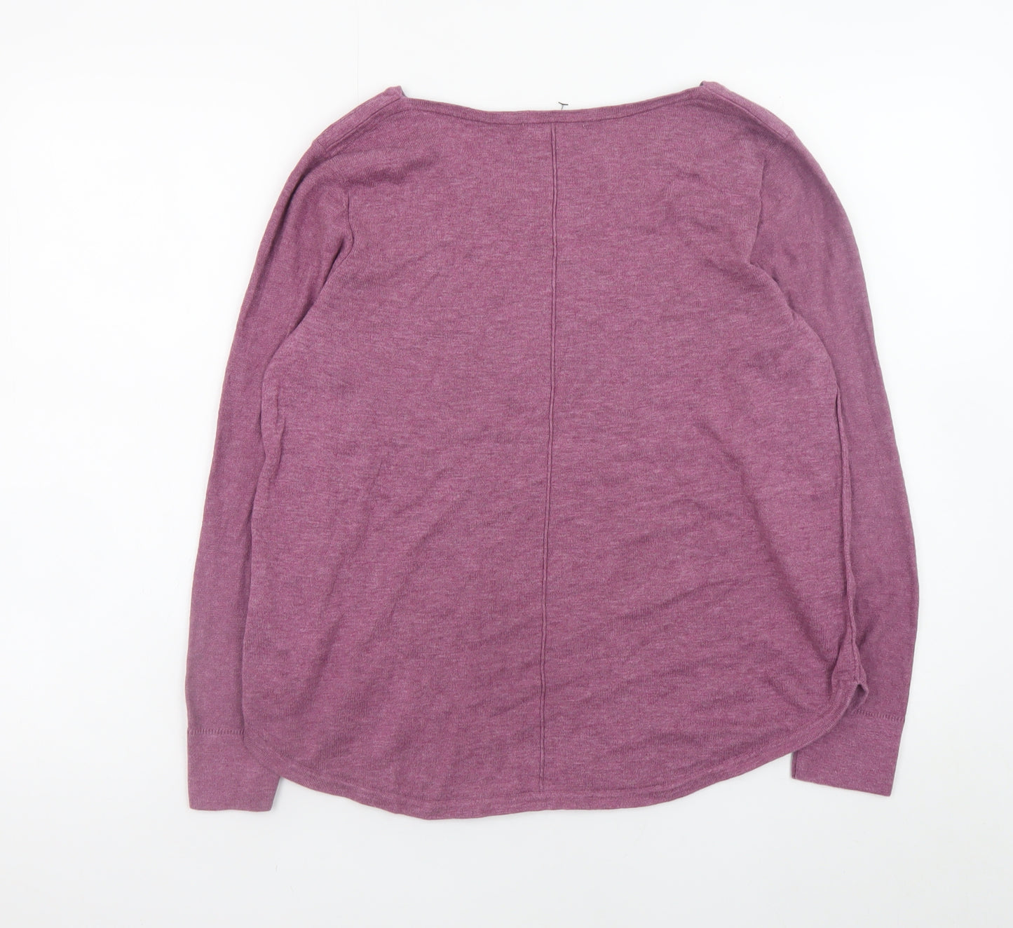 White Stuff Womens Purple V-Neck Long Sleeve Cotton Jumper Size 14