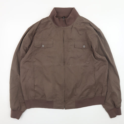 EASY Men’s Brown XL Bomber Jacket Polyester Cotton Blend Casual