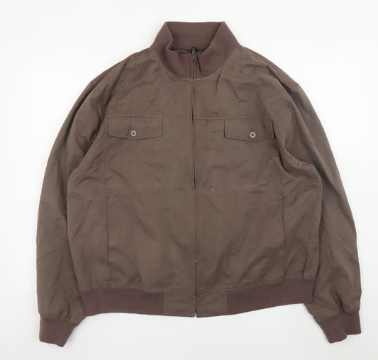 EASY Men’s Brown XL Bomber Jacket Polyester Cotton Blend Casual