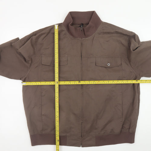 EASY Men’s Brown XL Bomber Jacket Polyester Cotton Blend Casual