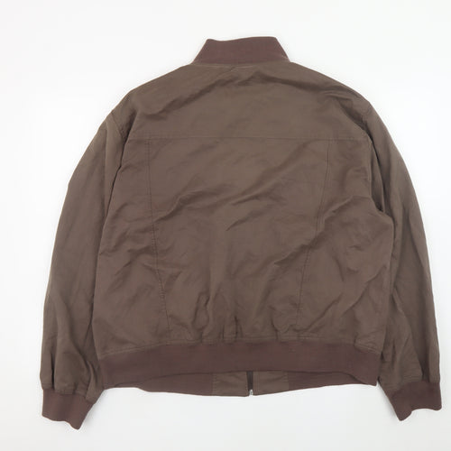 EASY Men’s Brown XL Bomber Jacket Polyester Cotton Blend Casual