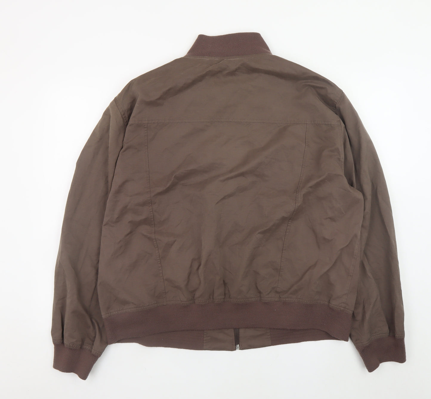 EASY Men’s Brown XL Bomber Jacket Polyester Cotton Blend Casual
