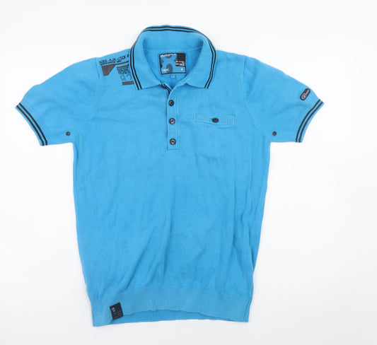 Next Men's Blue Short Sleeve Polo Shirt Size S Cotton Blend