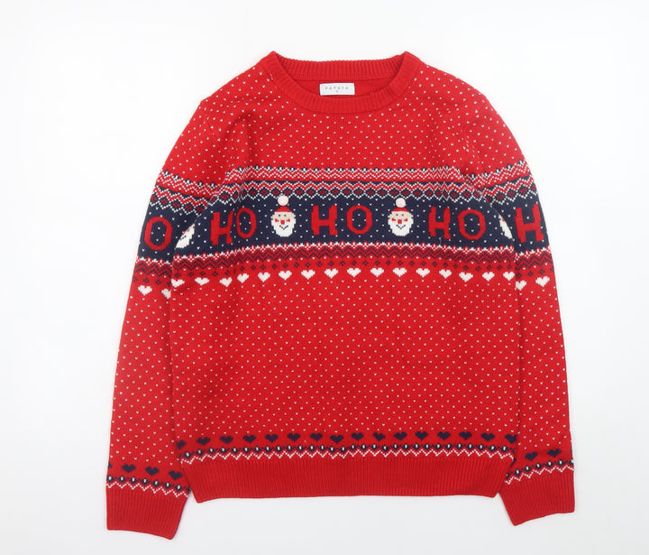 Papaya Men's Red Christmas Santa Jumper Medium Pullover Knit Sweater