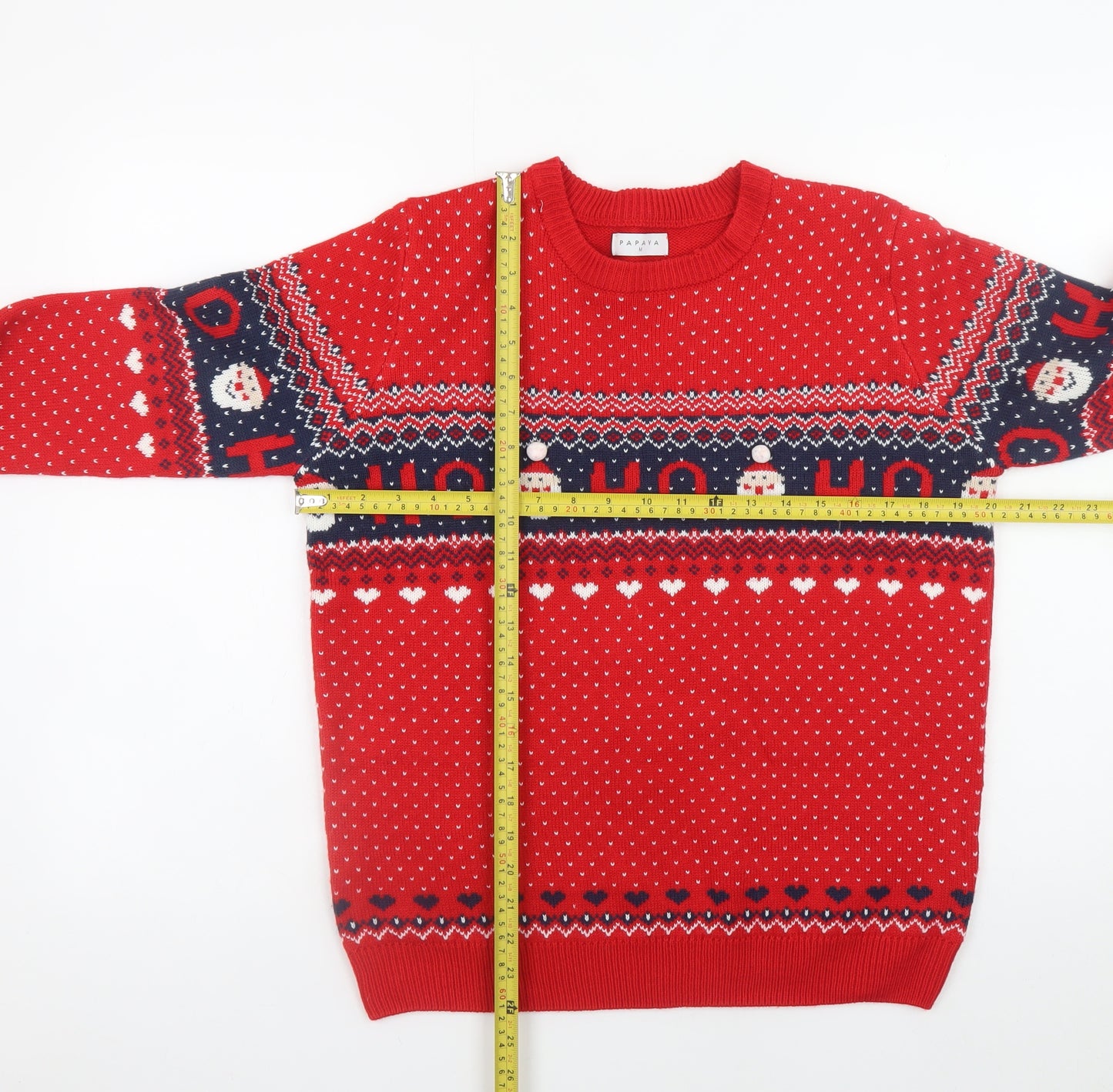 Papaya Men's Red Christmas Santa Jumper Medium Pullover Knit Sweater