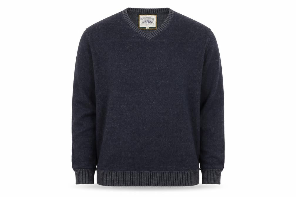 Mantaray Men's Blue V-Neck Cotton Jumper XL Casual Knitwear