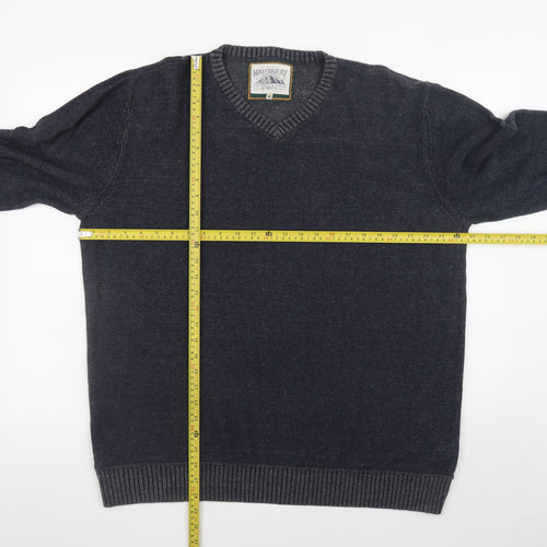 Mantaray Men's Blue V-Neck Cotton Jumper XL Casual Knitwear