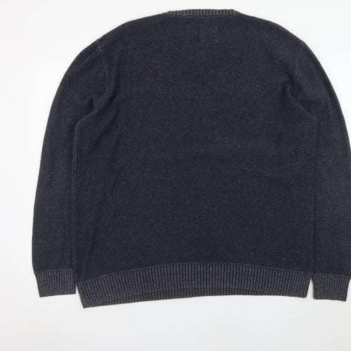 Mantaray Men's Blue V-Neck Cotton Jumper XL Casual Knitwear