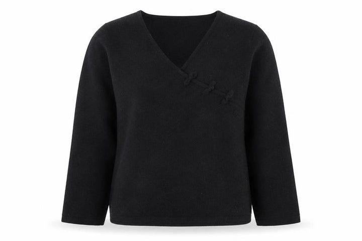 Monsoon Women’s Black Angora V-Neck 3/4 Sleeve Pullover Jumper Size 8