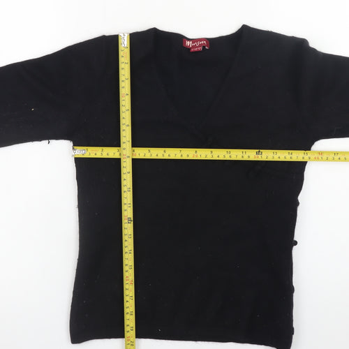 Monsoon Women’s Black Angora V-Neck 3/4 Sleeve Pullover Jumper Size 8