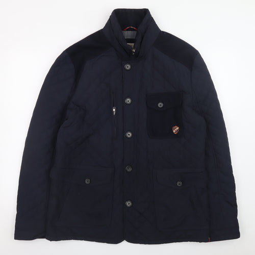 Saint Jude Men's Blue Quilted Mid-Length Jacket XL Polyester