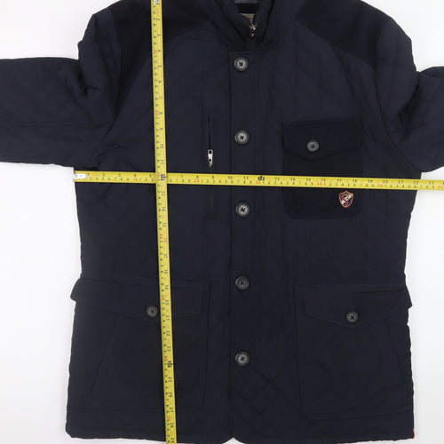 Saint Jude Men's Blue Quilted Mid-Length Jacket XL Polyester