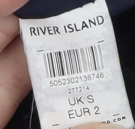 River Island Men's Blue Cotton Biker Jacket Size S